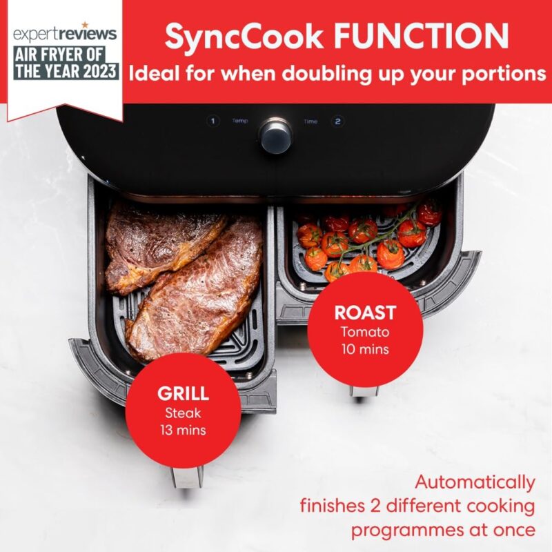 Instant Pot VersaZone Dual Air Fryer 8.5L – Double Basket with Divider, 8-in-1 Smart Cooking, Energy Saving, Easy Clean, Black Stainless Steel - Image 39