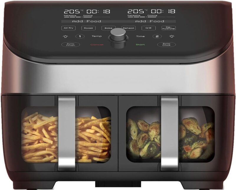 Instant Pot VersaZone Dual Air Fryer 8.5L – Double Basket with Divider, 8-in-1 Smart Cooking, Energy Saving, Easy Clean, Black Stainless Steel - Image 6