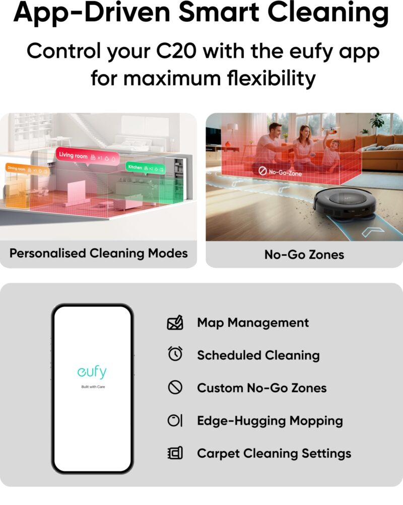 eufy Omni C20 Robot Vacuum and Mop Combo | 7000Pa Suction, Self-Emptying, Auto Mop Wash & Dry, Ultra-Slim, All-in-One Cleaning Station - Image 25