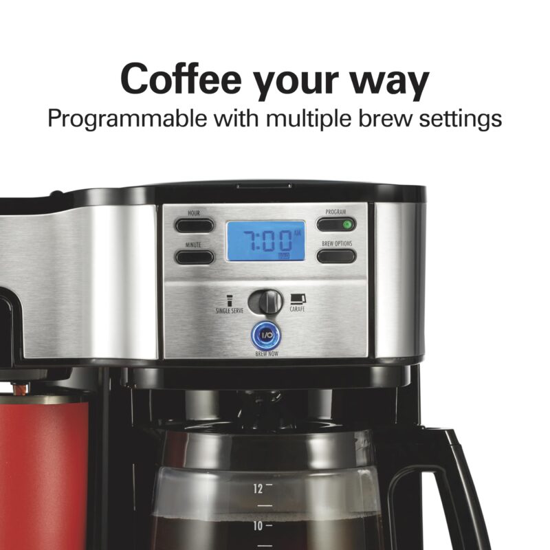 Hamilton Beach 2-Way Coffee Maker – 12-Cup Programmable Drip Machine & Single Serve Brewer, Auto Pause & Pour, Eco-Friendly, Dual Water Reservoirs, Black (49980R) - Image 7