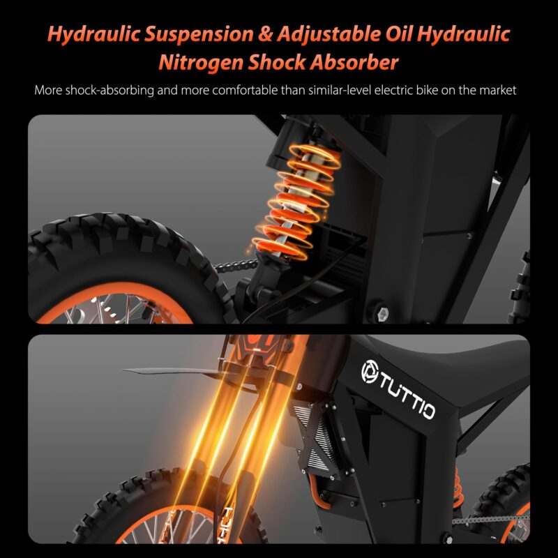 Soleil 01 2000 W Electric Dirt Bike – 14″ / 12″ Fat-Tyre, 48 V 21 Ah Battery, 37 mph / 60 km h⁻¹, Dual Suspension - Image 6