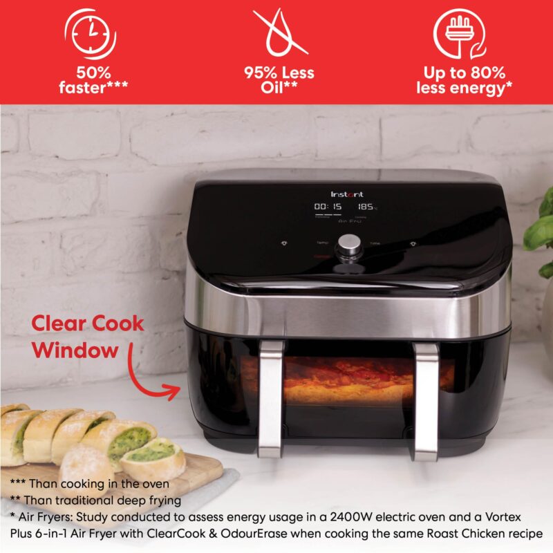 Instant Pot VersaZone Dual Air Fryer 8.5L – Double Basket with Divider, 8-in-1 Smart Cooking, Energy Saving, Easy Clean, Black Stainless Steel - Image 32