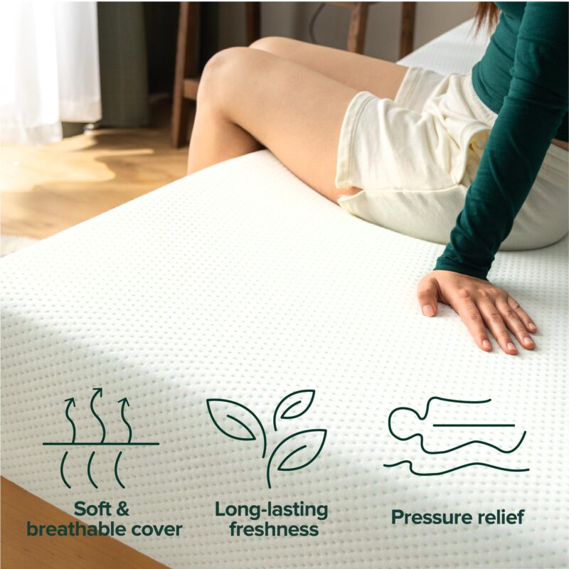 Zinus Set: 6 Inch Green Tea Memory Foam Mattress [New Version], Queen + ABEL 14 Inch Platform Bed Frame, Steel Slat Support, Eco Friendly WonderBox(TM) Packaging, Queen - Image 28