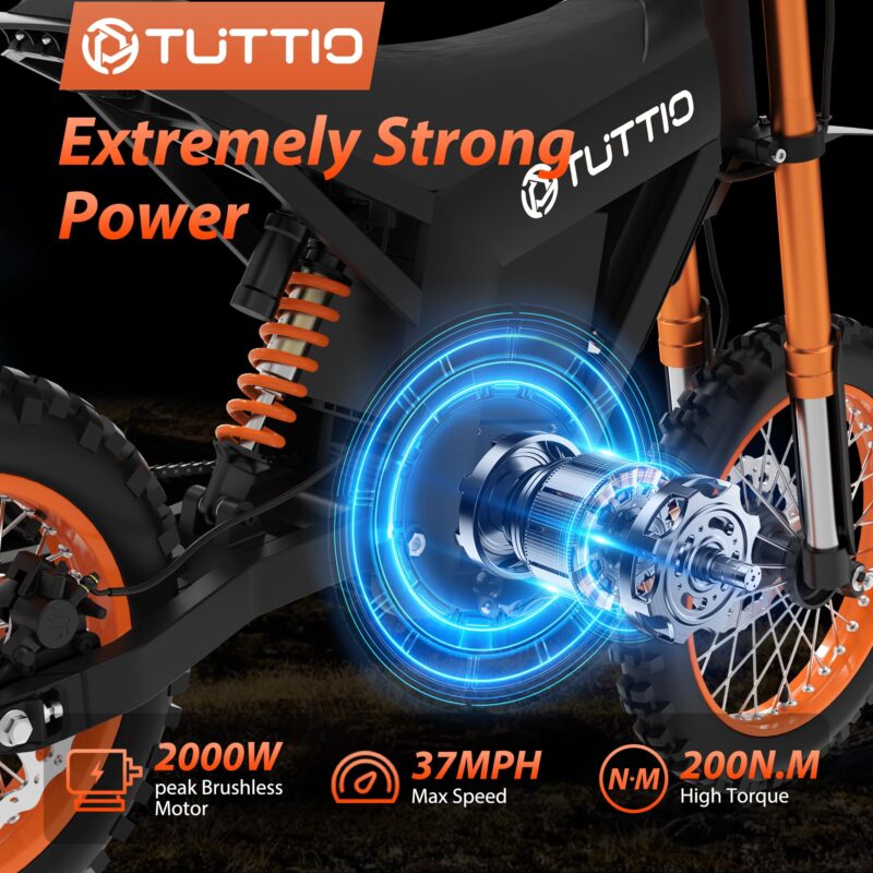Soleil 01 2000 W Electric Dirt Bike – 14″ / 12″ Fat-Tyre, 48 V 21 Ah Battery, 37 mph / 60 km h⁻¹, Dual Suspension - Image 2