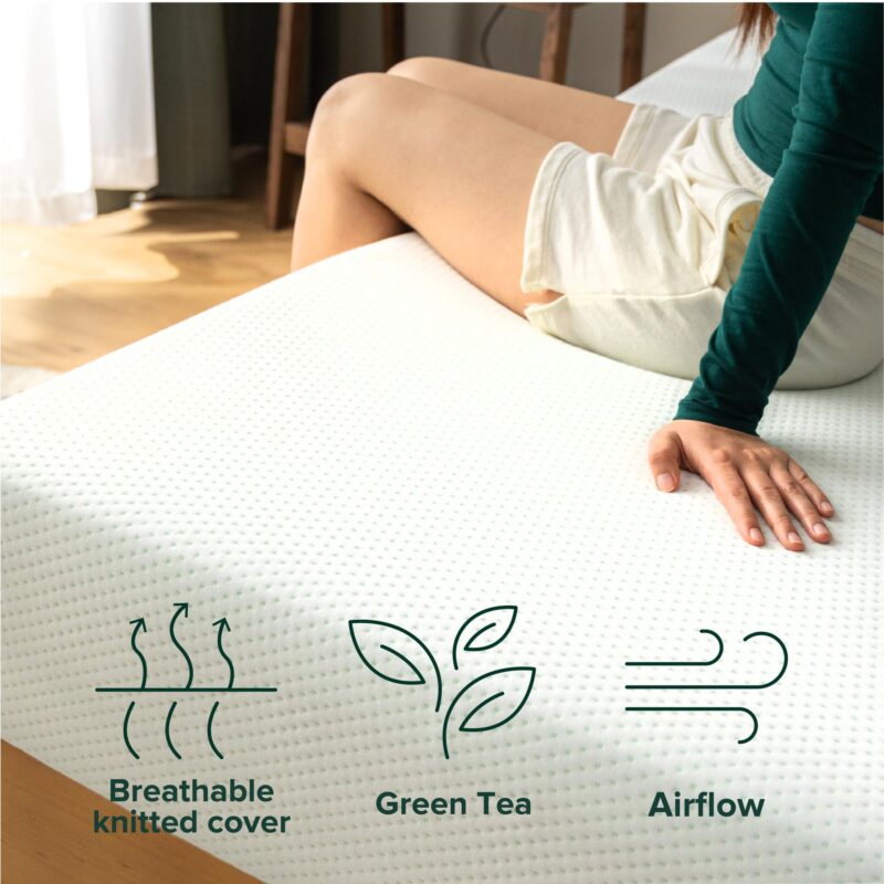 Zinus Set: 6 Inch Green Tea Memory Foam Mattress [New Version], Queen + ABEL 14 Inch Platform Bed Frame, Steel Slat Support, Eco Friendly WonderBox(TM) Packaging, Queen - Image 4