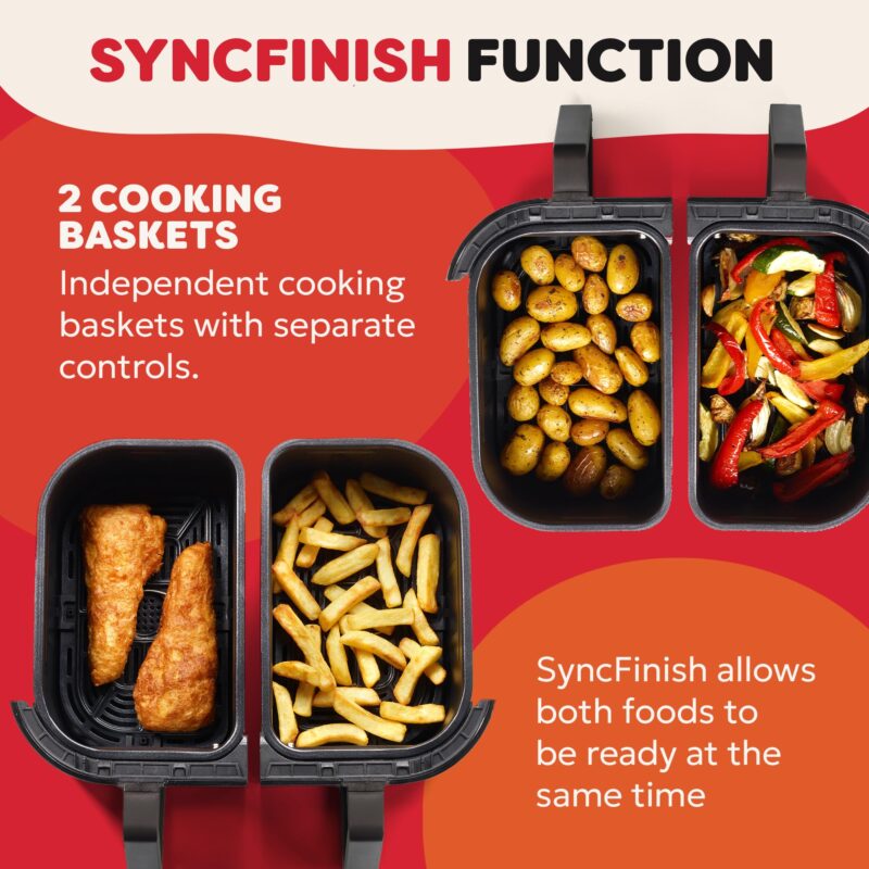 Instant Pot VersaZone Dual Air Fryer 8.5L – Double Basket with Divider, 8-in-1 Smart Cooking, Energy Saving, Easy Clean, Black Stainless Steel - Image 12