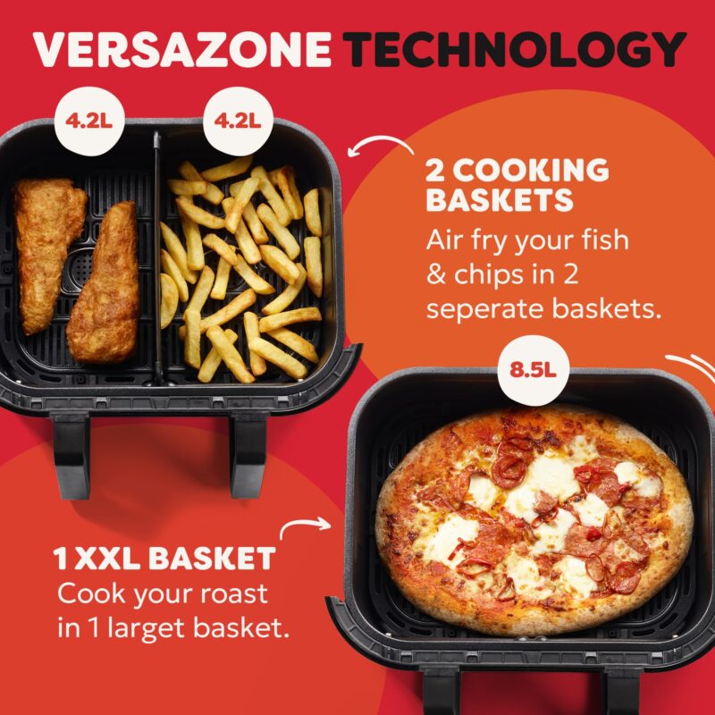 Instant Pot VersaZone Dual Air Fryer 8.5L – Double Basket with Divider, 8-in-1 Smart Cooking, Energy Saving, Easy Clean, Black Stainless Steel - Image 27
