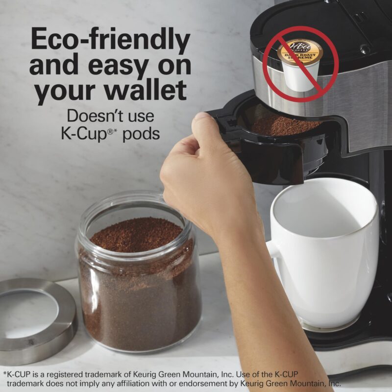Hamilton Beach 2-Way Coffee Maker – 12-Cup Programmable Drip Machine & Single Serve Brewer, Auto Pause & Pour, Eco-Friendly, Dual Water Reservoirs, Black (49980R) - Image 5